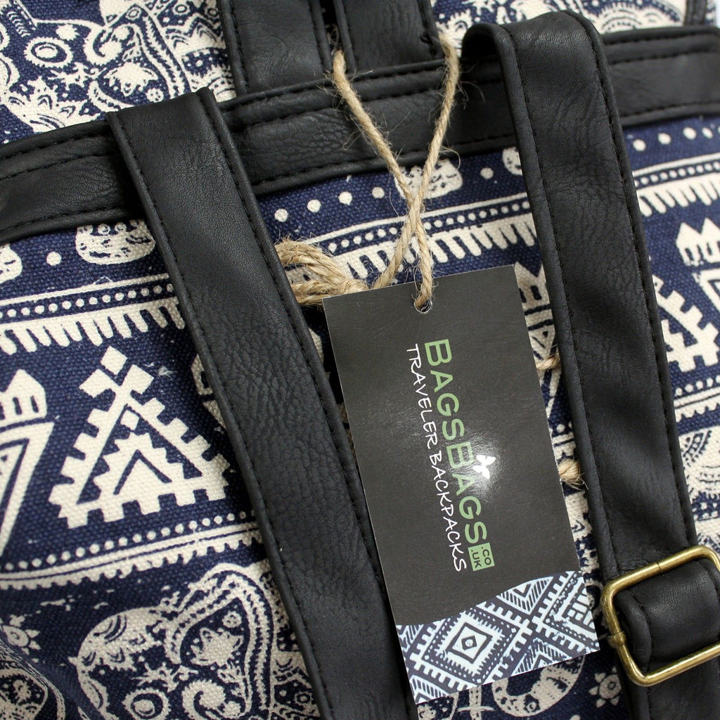 Traveller Backpacks - 3 Pocket Blue Elephant