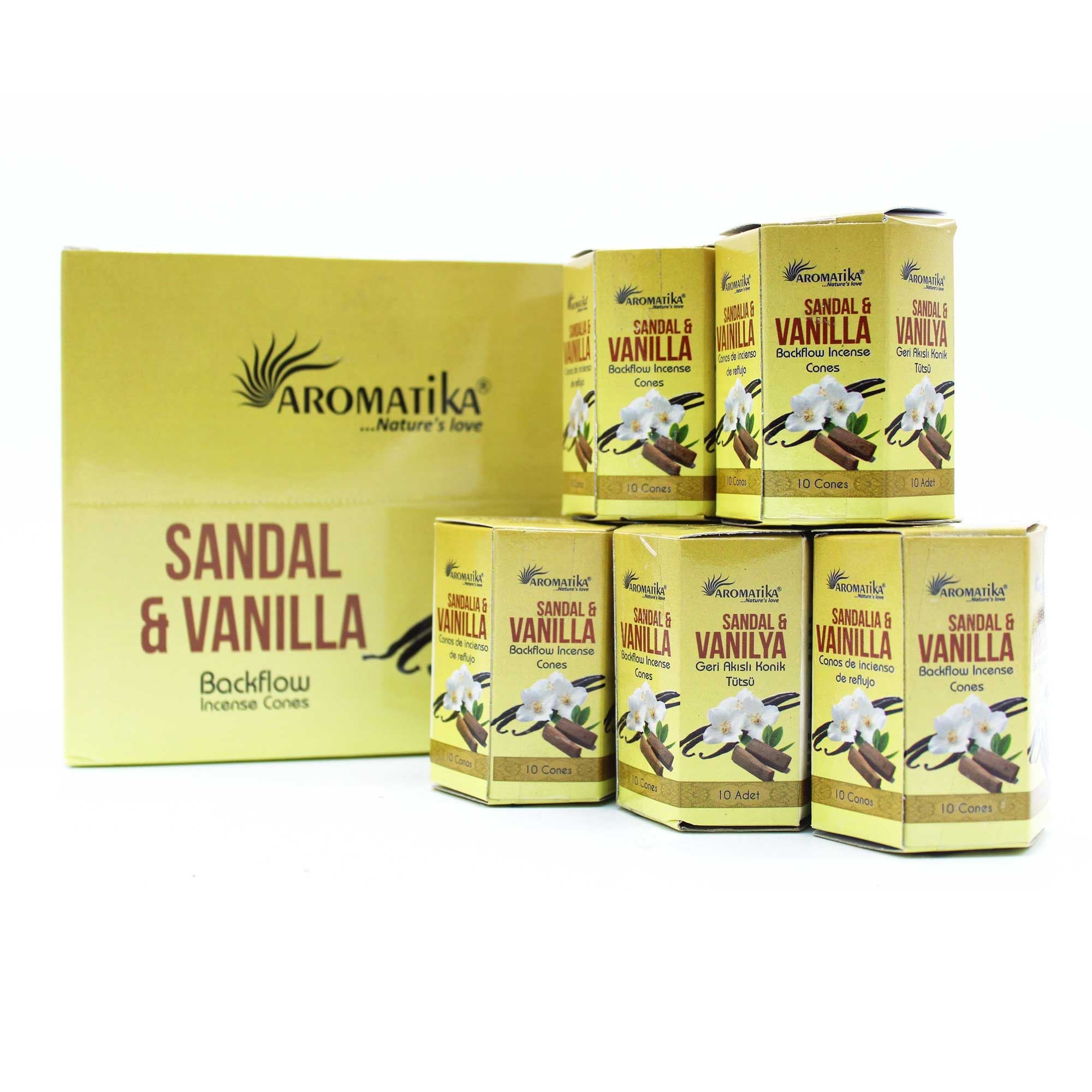 Pack of 10 Masala Backflow Incense - Sandalwood & Vanilla
