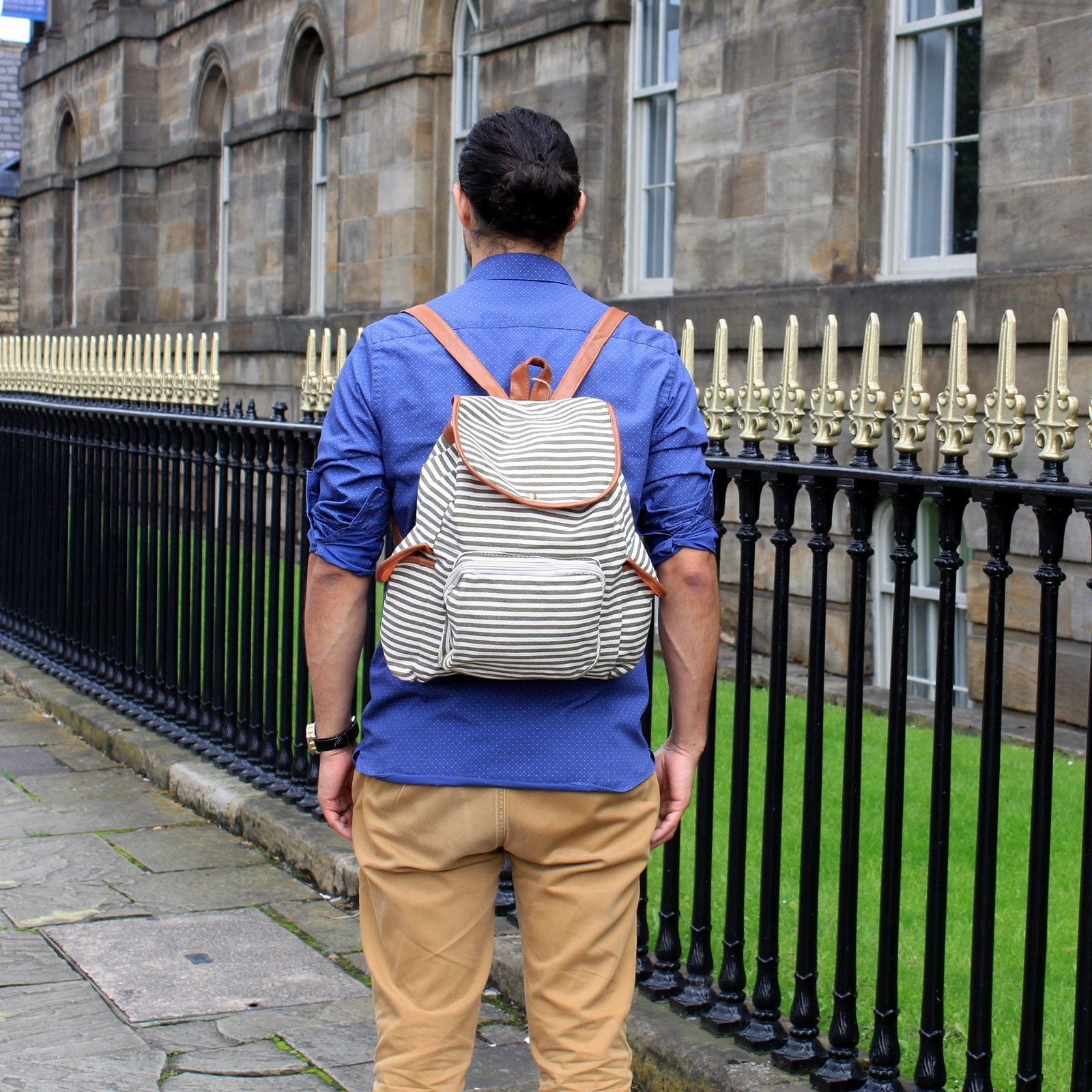 Traveller Backpacks - 3 Pocket Olive Stripe