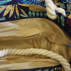 Rope Handle Bag - Teal And Blue Flowers