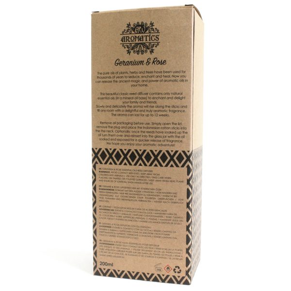 200ml Geranium & Rose Essential Oil Reed Diffuser - Image 4