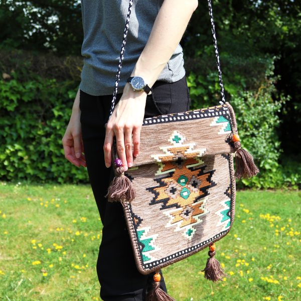 Biege Kilim Messenger Festival Bag - Image 5