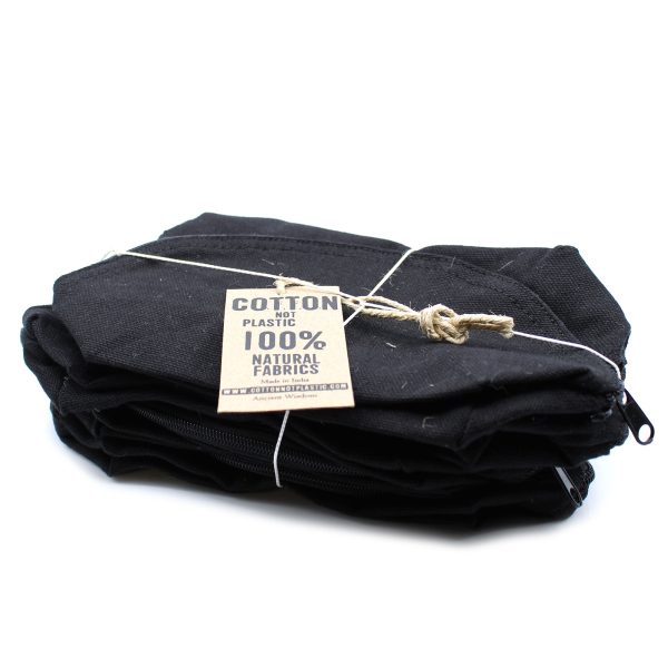 Black Cotton Toiletry Bag 10 oz - Moon Bag - Image 2