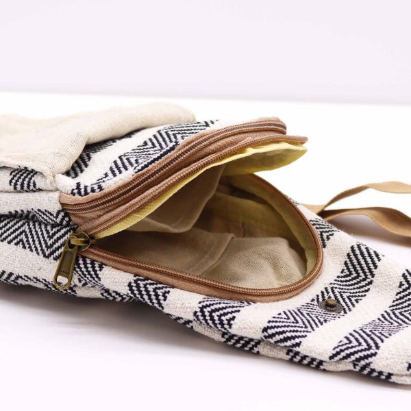 Body Cross Bag Natural Cotton -  Black & White - Image 4