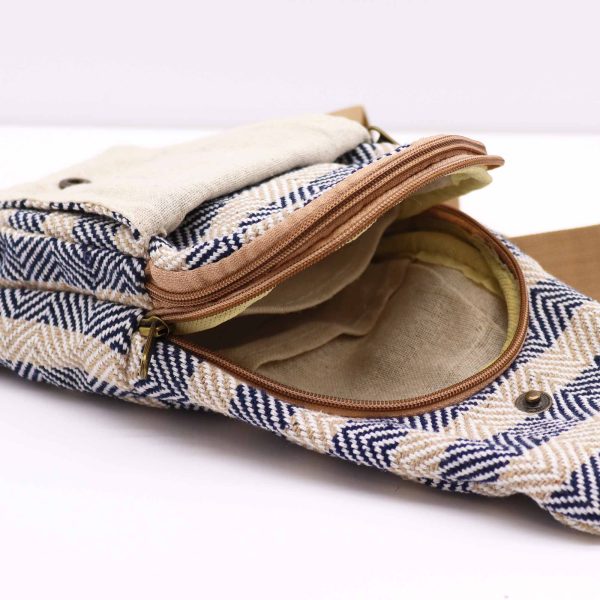 Body Cross Bag Natural Cotton - Tan & Navy - Image 4