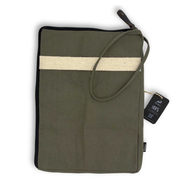 Canvas Travel Laptop Pouch - Olive - 24x33cm - Image 4