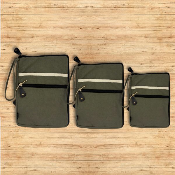 Canvas Travel Laptop Pouch - Olive - 24x33cm - Image 5