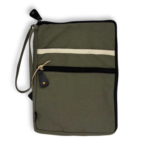 Canvas Large Laptop Pouch - Olive - 30x40cm