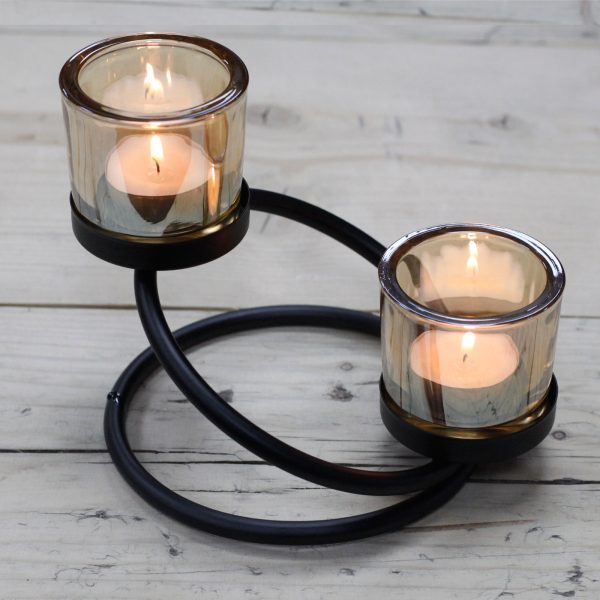 Centrepiece Iron Votive Candle Holder - 2 Cup Double Step - Image 3