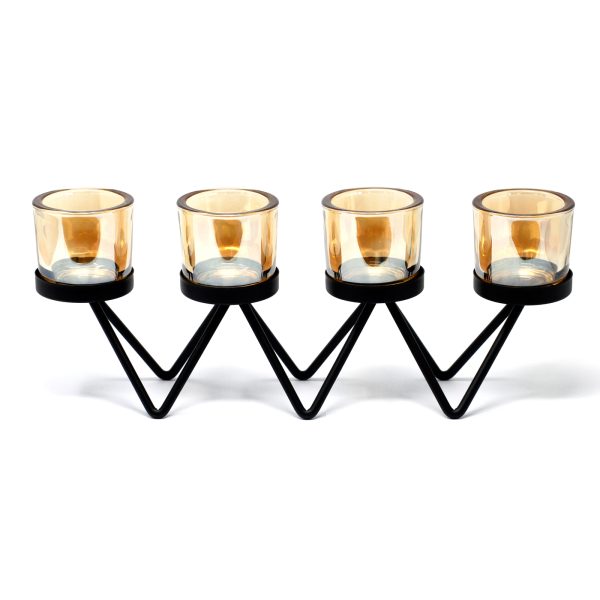 Centrepiece Iron Votive Candle Holder - 4 Cup Zig Zag - Image 2