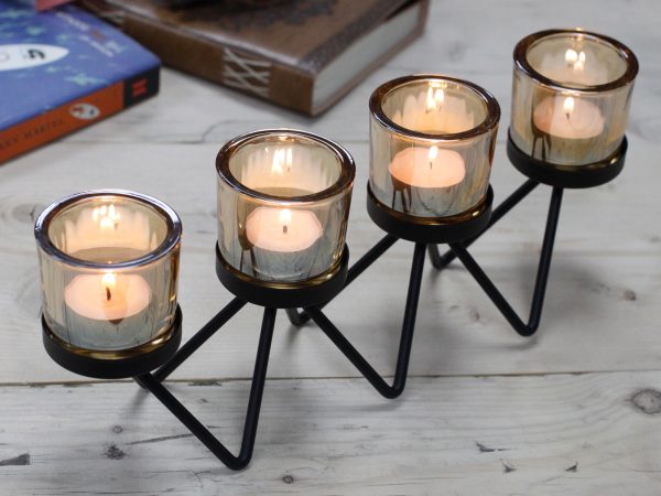 Centrepiece Iron Votive Candle Holder - 4 Cup Zig Zag - Image 3