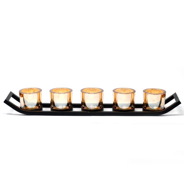 Centrepiece Iron Votive Candle Holder - 5 Cup Ledge - Image 2