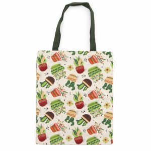 Classic Tote Zipper Bag (Cactus Motif) 40x34cm