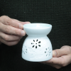 Classic White Oil Burner - Floral with Teal Well - Image 2