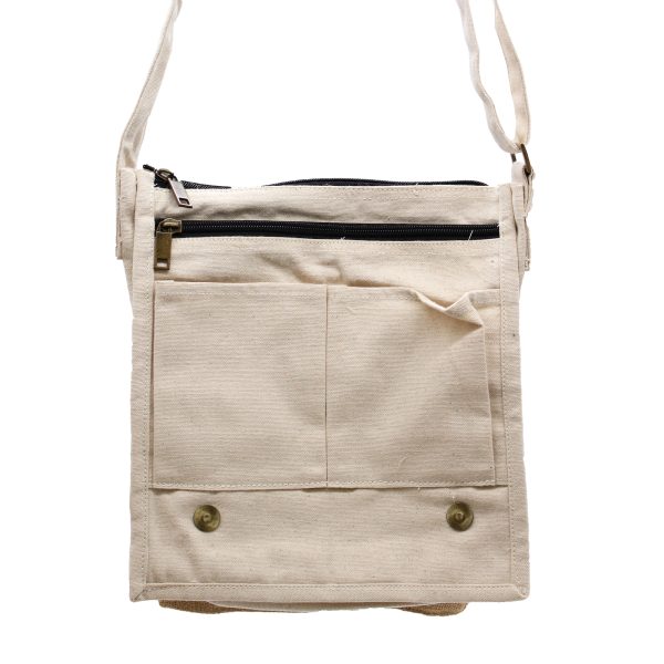 Cotton Canvas Messenger Bag - Natural and Soft Jute - Image 2