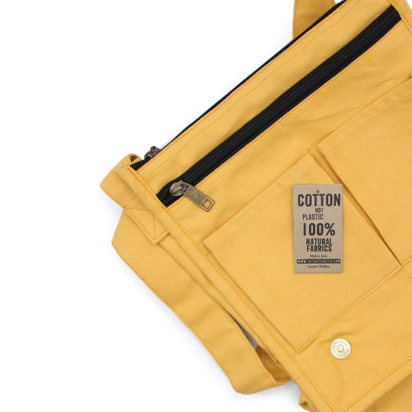 Cotton Canvas Messenger Bag - Natural and Soft Jute - Image 4