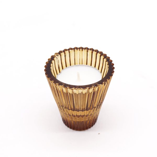 Flip Dinner Candle / Tealight Holder - Antique Amber - Image 2