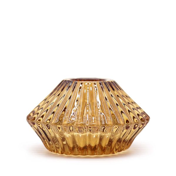 Flower Flip Dinner Candle / Tealight Holder - Antique Amber - Image 4