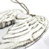 hand carved from sustainable albesia wood and finished in white washed process. Each decoration is distressed by hand giving each piece it's own uniqueness.These pretty angel wings make a lovely gift or home decoration