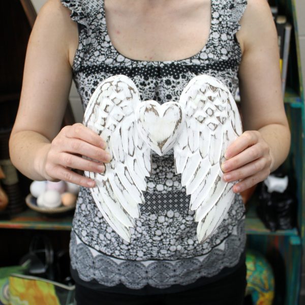 Hand Crafted Double Angel Wing & Heart - 24cm - Image 5