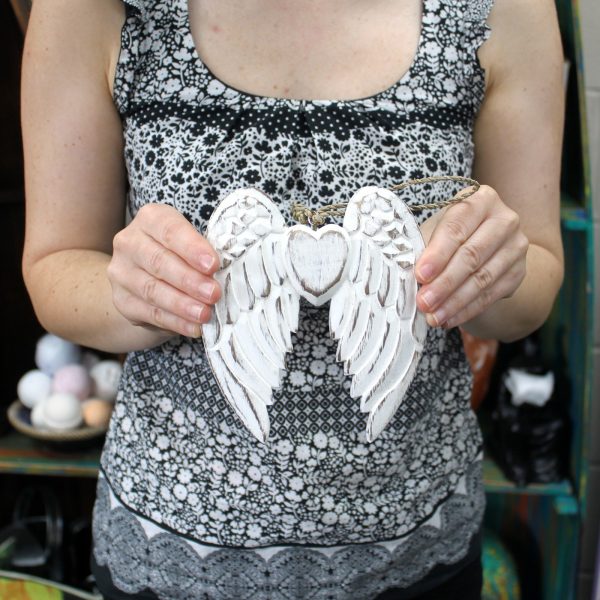 Hand Crafted Small Double Angel Wing & Heart - 15cm - Image 5