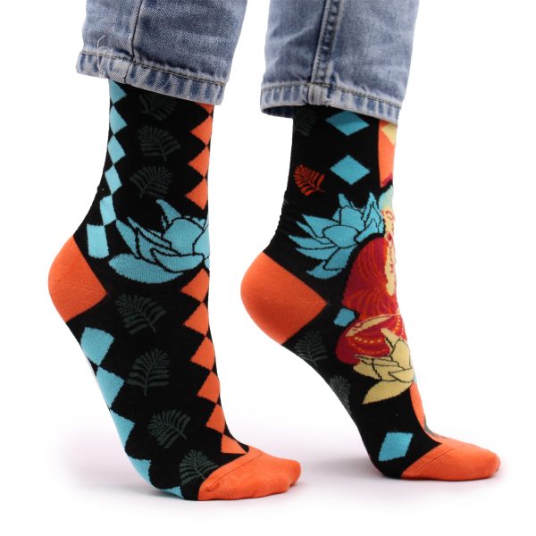 Hop Hare Bamboo Socks - Blue Buddha & Lotus¬†S/M - Image 7
