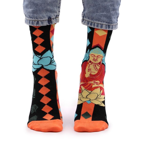 Hop Hare Bamboo Socks - Blue Buddha & Lotus¬†S/M