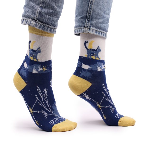 Hop Hare Bamboo Socks - Midnight Cat S/M