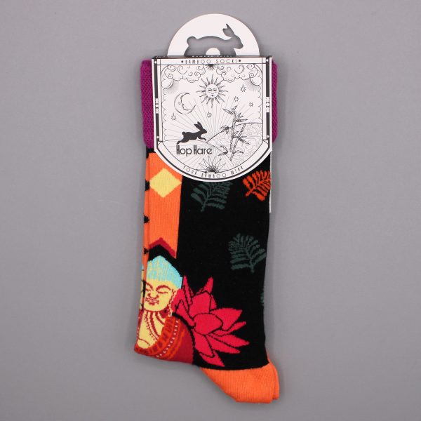Hop Hare Bamboo Socks - Purple Buddha & Lotus S/M - Image 3