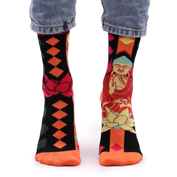 Hop Hare Bamboo Socks - Purple Buddha & Lotus S/M - Image 6