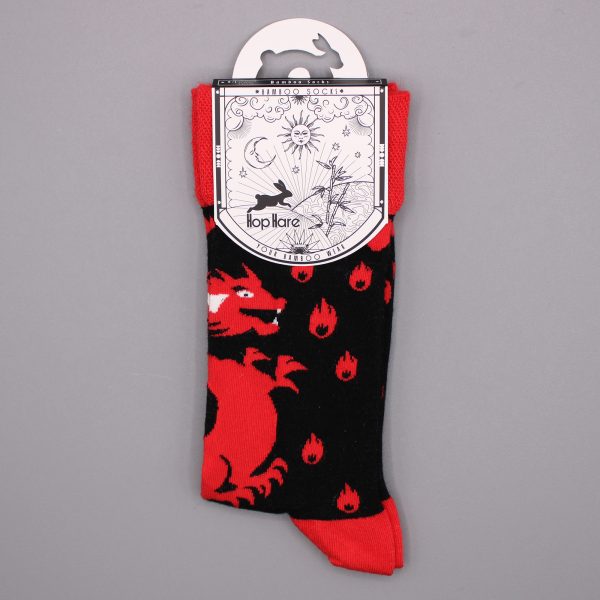 Hop Hare Bamboo Socks - Red Dragons S/M - Image 4