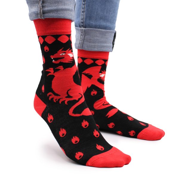 Hop Hare Bamboo Socks - Red Dragons S/M