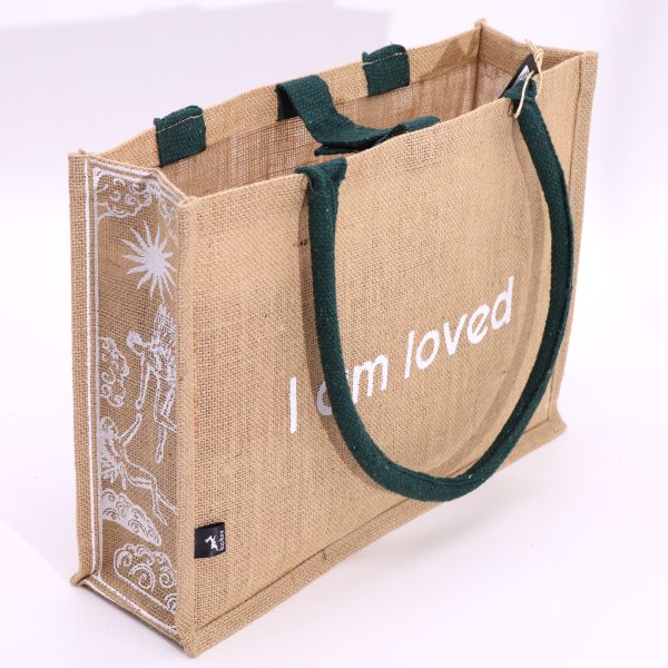 Hop Hare Jute Big Bag - I am Loved - Image 5