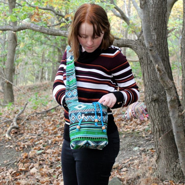 Jacquard Bag - Teal Sling Bag - Image 2