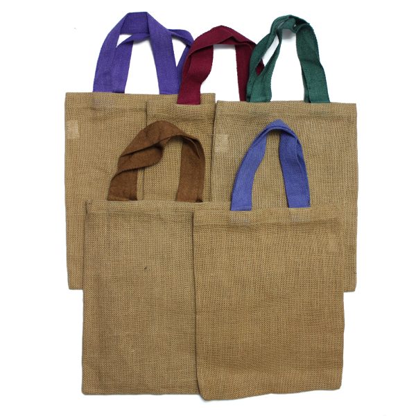 Jute Tote Bag - 5 assorted colour handles - Image 2
