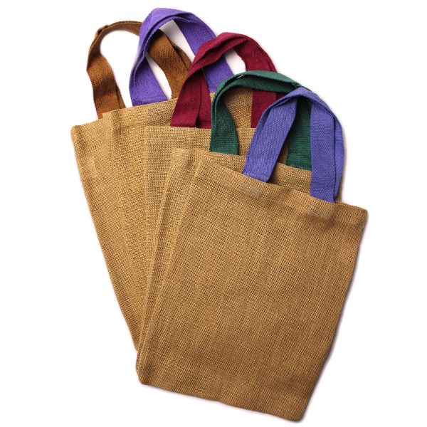 Jute Tote Bag - 5 assorted colour handles