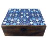 Our stunning Wholesale Large Ceramic Glazed Wood Box - Blue Stars is a captivating blend of artistry and functionality. With dimensions of 20x15x7.5cm