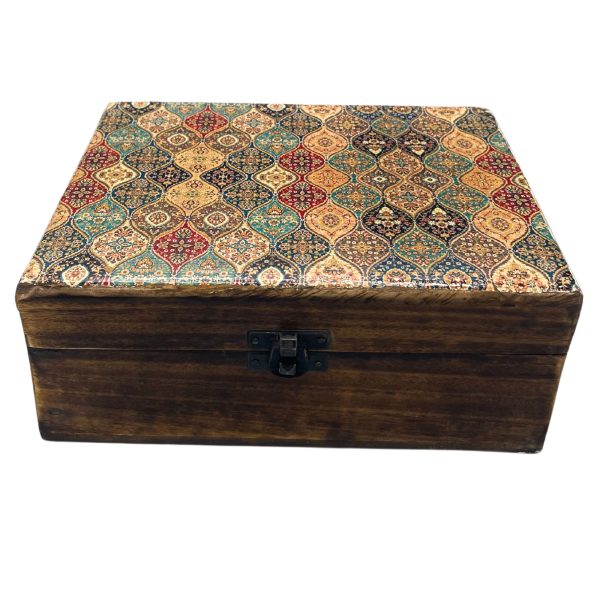 Our Wholesale Large Ceramic Glazed Wood Box - Trad-Pattern is a masterpiece of tradition and craftsmanship