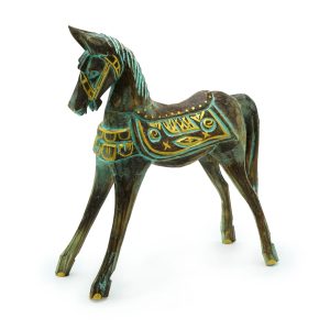 Wholesale Large Gold & Turquoise Horse 32cmIntroduce a bold statement piece to your store. Handcrafted from premium albasia wood in Indonesia