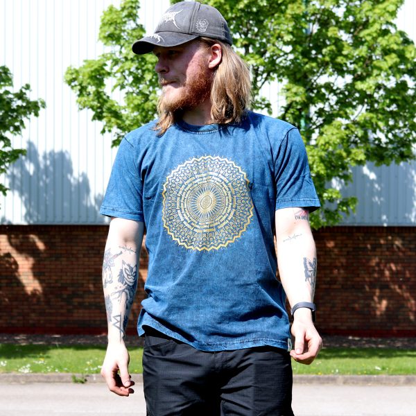 Large Stone Washed T-Shirt - Mandala - Blue - Image 4