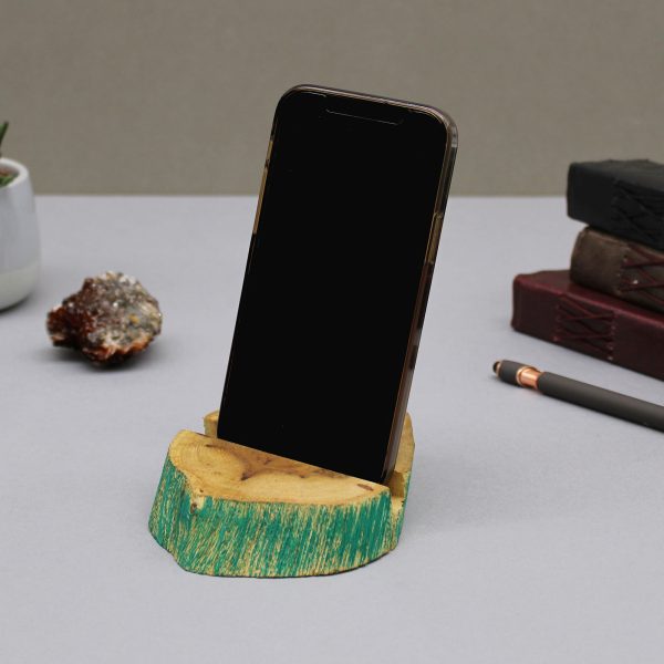 Lrg Gamal Wood Phone Holder - Greenwash - Image 6
