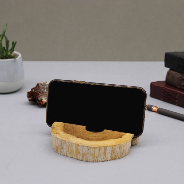 Lrg Gamal Wood Phone Holder - Whitewash - Image 6