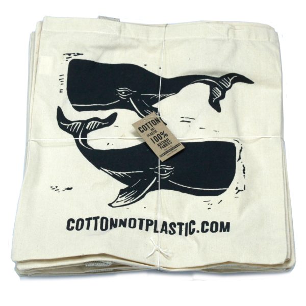 Lrg Natural 6oz Cotton Bag 38x42cm - WHALES - Image 3