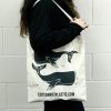 Lrg Natural 6oz Cotton Bag 38x42cm - WHALES - Image 4