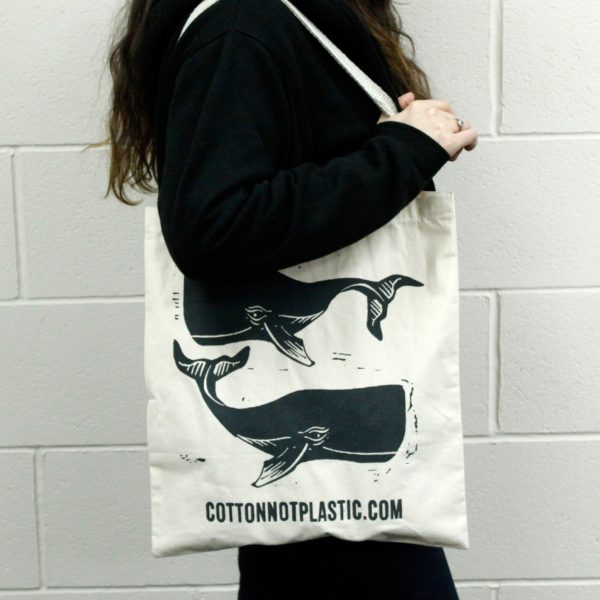 Lrg Natural 6oz Cotton Bag 38x42cm - WHALES - Image 4