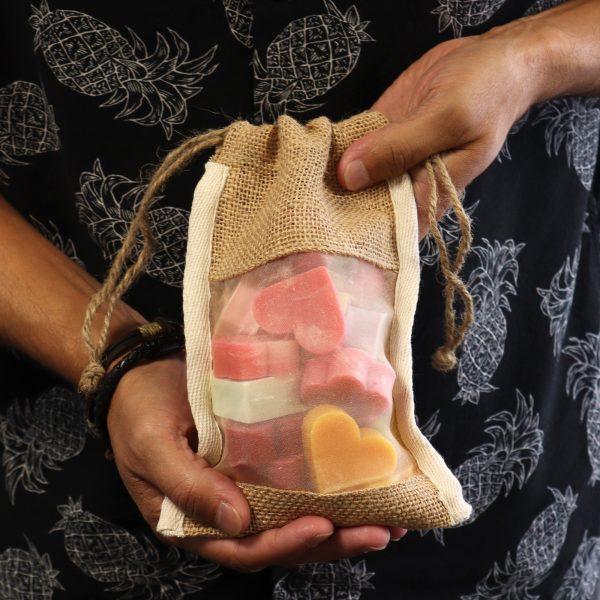 Lrg Washed Jute Pouch - 26x15cm - Image 5