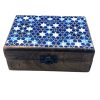 Wholesale Medium Ceramic Glazed Wood Box - Blue Stars is a charming and functional piece that seamlessly blends artistry with practicality. This beautiful box