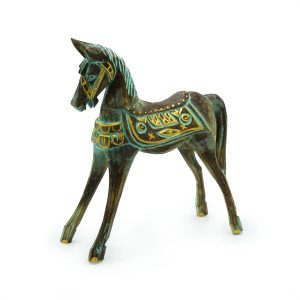 Wholesale Medium Gold & Turquoise Horse 25cmAdd a touch of exotic elegance to your store with our Medium Gold & Turquoise Horse