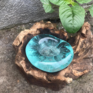 Molten Glass on Wood - Candle Holder