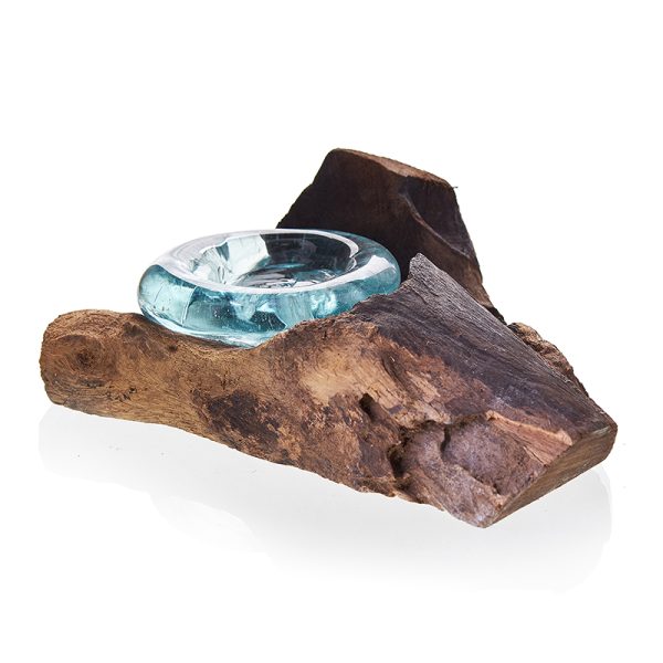 Molten Glass on Wood - Candle Holder - Image 2